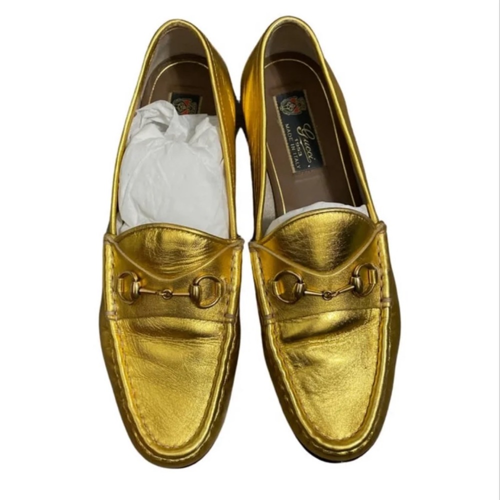 VGUC Gucci Jordaan Gold Loafers 38